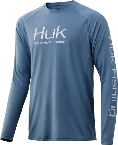 Vista 76 de Huk Pursuit Vented LS para hombre Refracción Fish Fade - San Sal/Wahoo