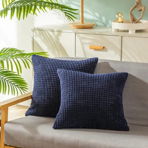 Vista 33 de CaliTime Fundas de Almohada Decorativas Paquete de 2 Cómodas de Pana Acanalada a Rayas Waffle Fundas de Cojines Decorativos para Sofá Cama