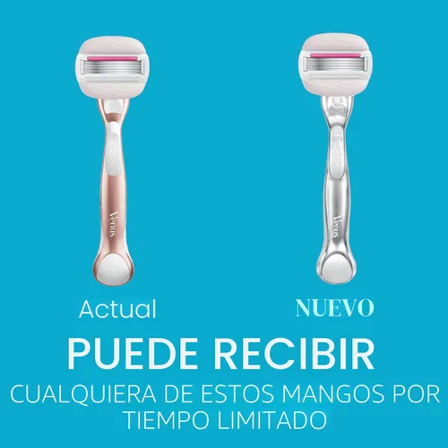 Vista 2 de Gillette Venus Comfortglide plus Olay Sugarberry - Maquinilla de afeitar manual para mujer con mango de metal dorado rosa + 4 recambios