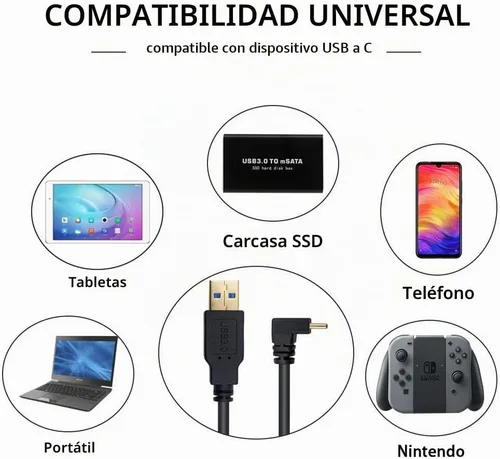 Vista 5 de Poyiccot - Cable de 90 grados tipo C, medidas: 1 metro/3.3 pies, USB 3.0 (tipo A) macho a USB 3.1 C (tipo C) macho, ángulo de sincronización hacia