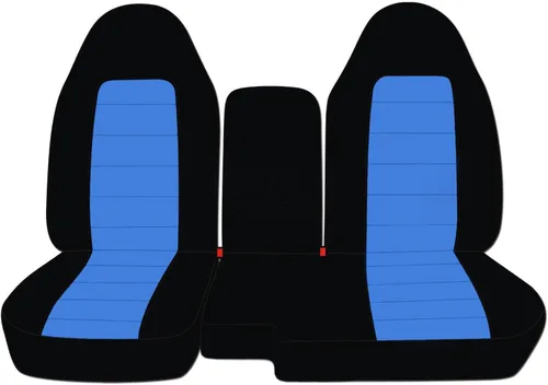 Vista 17 de Cubreasientos de camiones de dos tonos/vehículos utilitarios Ford Ranger/Explorer Mazda Navajo/Serie B (asientos separados, 60/40) con Negro y azul
