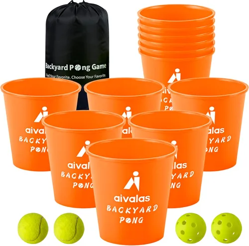 Vista 7 de Aivalas Yard Pong Outdoor Games, Giant Yard Games Set with 12 Buckets and Balls for Adults and Family, Toss Game Throwing Games for Beach, Camping