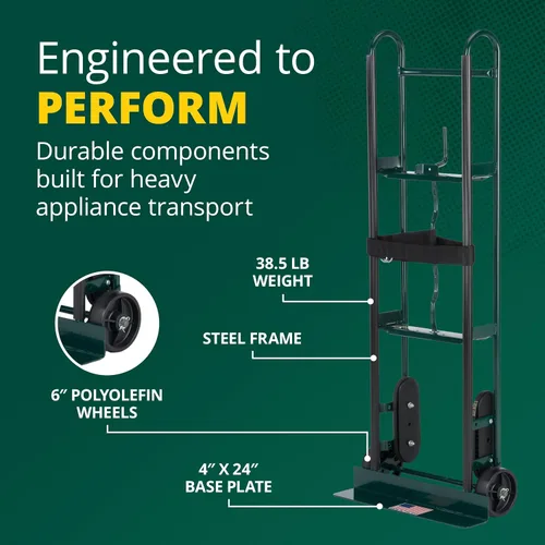 Vista 11 de Harper Trucks 6781 - Camión de mano para electrodomésticos, verde oscuro