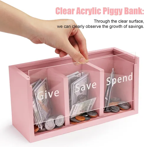 Vista 4 de Hucha para niños, hucha de ahorro de dinero para niños, caja de ahorro de dinero para niños y niñas, caja segura para ahorrar dinero, enseña a