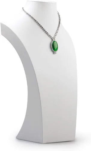 Vista 4 de Oirlv Soporte de exhibición del collar del busto de la joyería del cuero blanco (H 15.28")