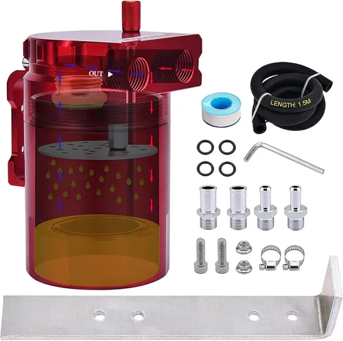 Vista 8 de SPEEDWOW - Kit de filtro para tanque de aceite universal con deflector, con manguera, 300ML (negro)