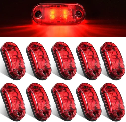 Vista 7 de Tallew 10 luces LED de remolque de 2.5 pulgadas, 2 diodos, impermeables, LED, marcador lateral, señal ovalada, luces de circulación para camión