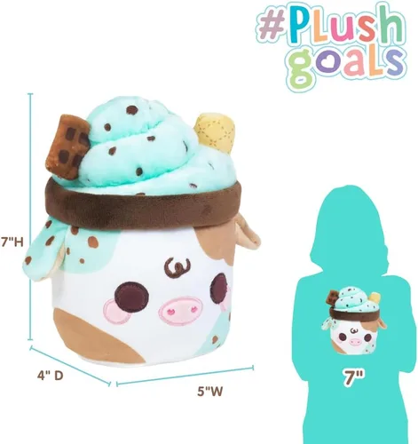 Vista 2 de Cuddle Barn PlushGoals Mooshake con chispas de chocolate menta Juguete de peluche súper suave con aroma kawaii, 7 pulgadas