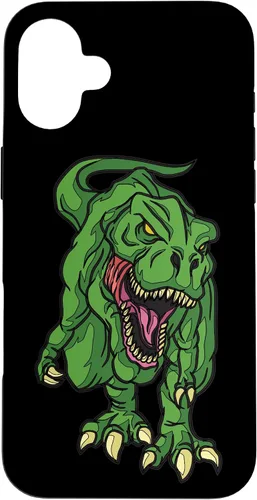 Vista 22 de iPhone 16 Green Dinosaur Illustration For Kids Cartoon Dino Case