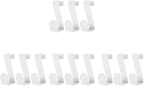 Vista 8 de Zerodeko 12 piezas multifuncionales con gancho en z para tanque de inodoro, arandelas de plástico, ganchos de plástico blanco, gancho para colgar