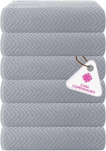 Vista 24 de CASA COPENHAGEN Juego de 6 toallas Ecstatic - Amarillo Mantequilla, 600 GSM 2 toallas de baño 2 toallas de mano 2 toallitas, diseñadas en Dinamarca