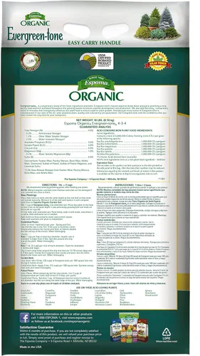 Vista 2 de Espoma Fertilizante orgánico de tono perenne 4-3-4 natural y orgánico y alimento vegetal para árboles y arbustos de hoja perenne. Bolsa de 18