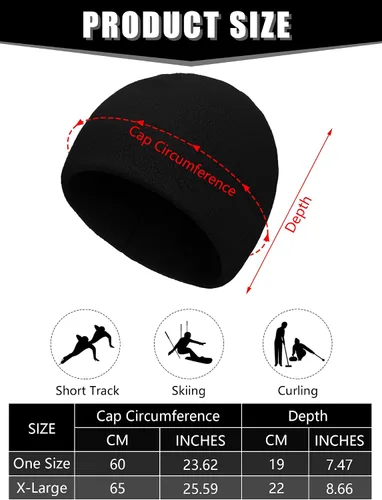 Vista 3 de SATINIOR 4 gorros de algodón con diseño de calavera para hombres y mujeres, gorro polar cálido y suave para invierno