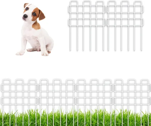 Vista 12 de ShopLaLa Valla de jardín para animales (10 paneles) de 12 pulgadas de largo x 16.5 pulgadas de alto, valla de alambre de metal blanco pequeña