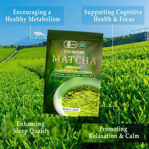 Vista 3 de ETANATURE Polvo orgánico de matcha de grado ceremonial, polvo de té verde matcha japonés de primera calidad, certificado USDA y JAS, primera cosecha