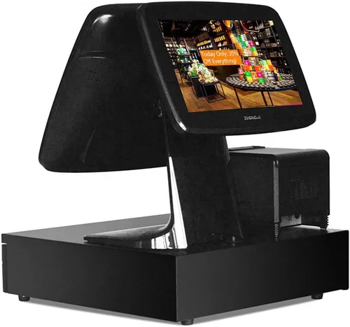 Vista 2 de 15" PC Win10 POS de pantalla táctil sistema para restaurante bar o negocio de alimentos con impresora de cocina SET01 A3d-set01