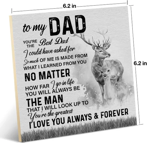 Vista 2 de Letrero de madera rústico con texto en inglés "Dad Gifts to My Dad", letrero de madera con frase "You're the Best Dad" ("You're the Best Dad")