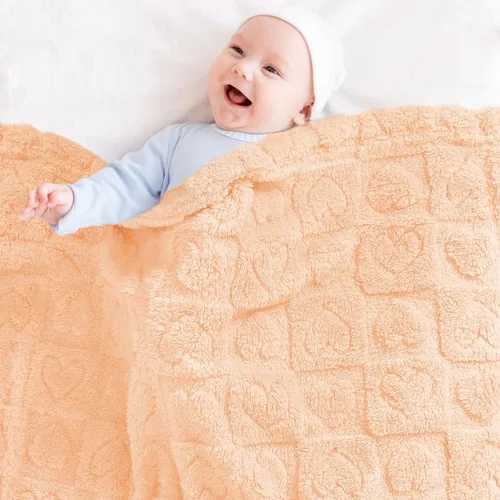 Vista 2 de Yurhap Manta de forro polar para bebé, a cuadros, ultra suave y acogedora para niñas y niños, manta mullida para bebés recién nacidos, regalos