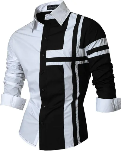 Vista 43 de jeansian - Camisas de manga larga de ajuste entallado para hombre (8397), con botones, informales y de vestir.