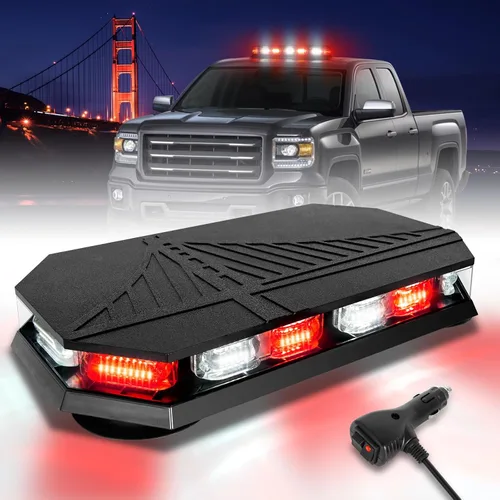 Vista 13 de HLauto Barra de luces estroboscópicas de emergencia 406D en la azotea, 102 LED ámbar mini faro de seguridad intermitente barra de luces de tráfico