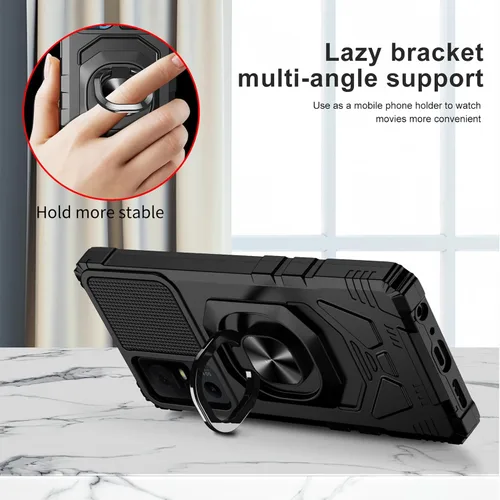 Vista 2 de Ailiber - Funda para TCL 40 XE/40 X 5G/T609M, protector de pantalla, color negro Flexible Stable Ring Kickstand Holder Military-Grade Drop