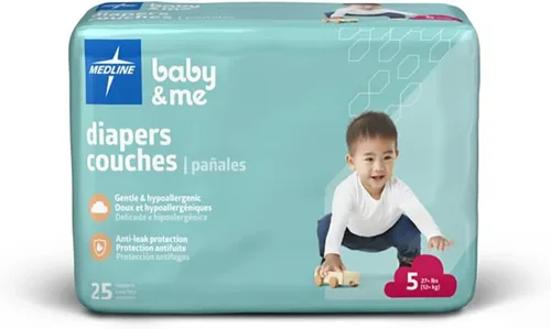 Vista 8 de Medline Pañales desechables para bebé, talla 1 (8-14 libras), caja de 200