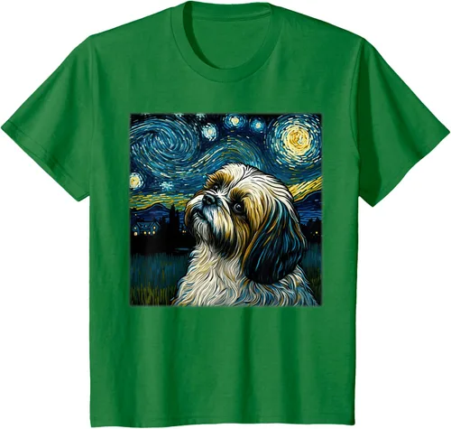 Vista 32 de Camiseta Surrealism Starry Night Shih Tzu Dog