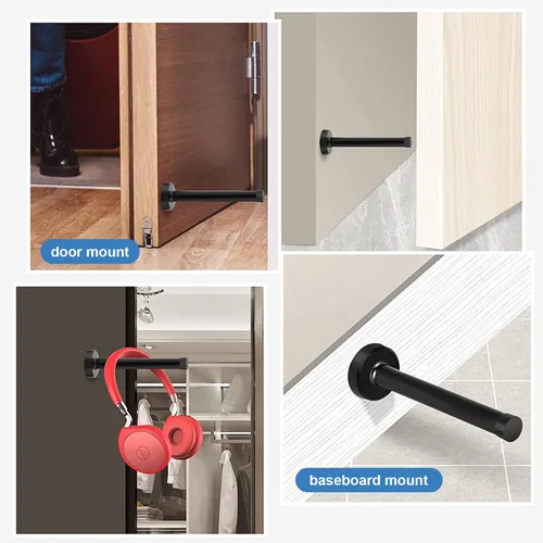 Vista 6 de KOLAKO Topes de puerta, tope de puerta de acero inoxidable, tope de puerta de 5 pulgadas (120 mm) de largo con punta de goma, protector de pared