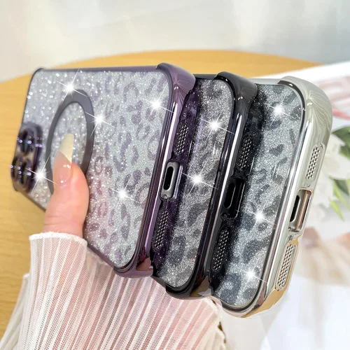 Vista 6 de Fiyart Diseñado para iPhone 16 Pro Max, Funda Compatible con MagSafe, Estampado de Guepardo, Placa de Protección de Cámara, Magnético, Brillante