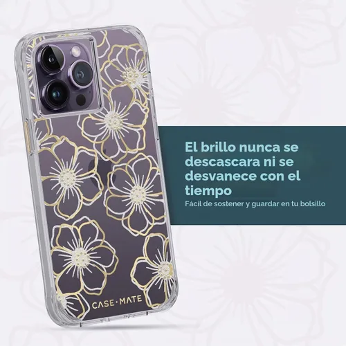 Vista 8 de Case-Mate Funda para iPhone 14 Pro Max, gemas florales, con protección contra caídas de 10 pies y carga inalámbrica, funda de diamantes de imitación