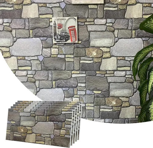 Vista 16 de Dundee Deco Paneles de pared 3D: revestimiento de pared marrón cobre con aspecto de piedra sepia, revestimiento de espuma de poliestireno