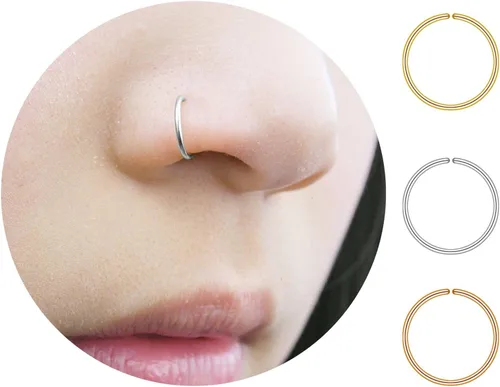 Vista 60 de LUCKYJEWUS Small Thin Gold or Sterling Silver Nose Ring Hoop for Women, Tiny Nose Piercing jewelry