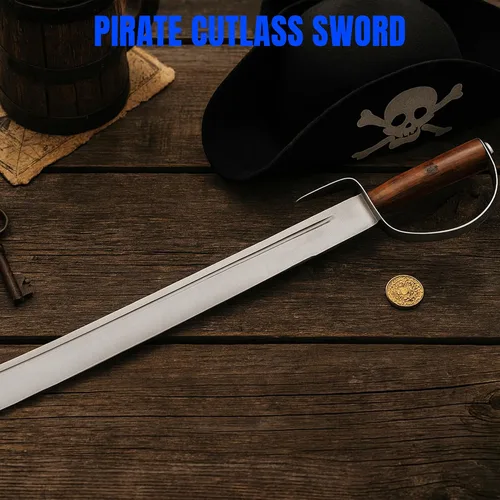 Vista 6 de SZCO Supplies - Espada pirata Cutlass de 31 pulgadas con D-Guard, espada de sable pirata con hoja de acero inoxidable, espiga completa, mango