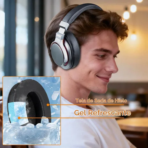 Vista 5 de SOULWIT Almohadillas de gel refrescante para Audio-Technica ATH M50X/M40X, HyperX Cloud/Alpha, SteelSeries Arctis, almohadillas para los oídos