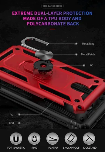 Vista 9 de TJS Funda para teléfono compatible con Samsung Galaxy J7, funda protectora magnética con anillo de metal (azul)