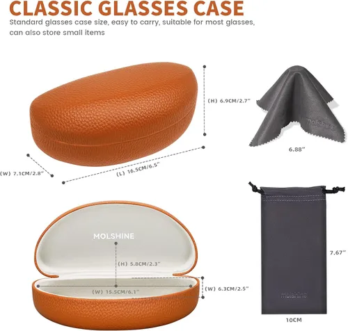 Vista 3 de molshine Estuche rígido para gafas de sol,Estuche clásico para gafas de sol,Gafas con paño de limpieza,Bolsillo