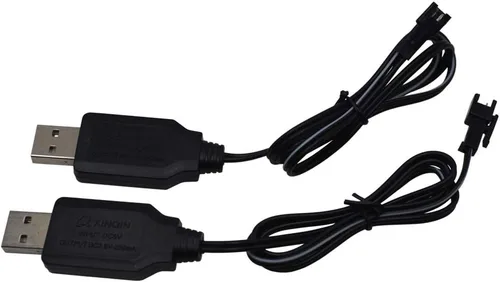 Vista 4 de Blomiky Paquete de 2 baterías recargables AAA de 3.6 V 700 mAh con conector SM-2P enchufe y cable USB para coches de parachoques de batalla RC C143