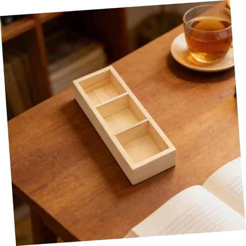 Vista 6 de Levemolo Wood Tea Bag Storage Box with 3 Compartments for Countertops