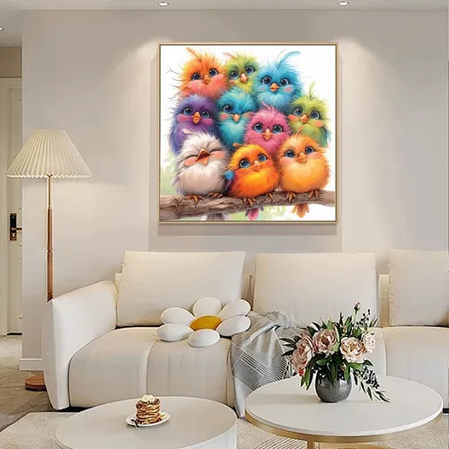 Vista 3 de Kits de pintura de arte de diamante de pájaros RYMILIE para adultos, pinturas de lunares de diamante para principiantes, pintura redonda 5D