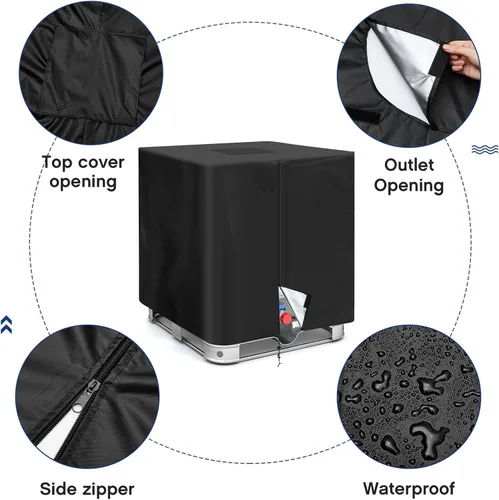 Vista 5 de Zhehao IBC - Funda de protección para tanque de agua, con cremallera, 210D, material de protección solar resistente al agua, cubierta para tanque