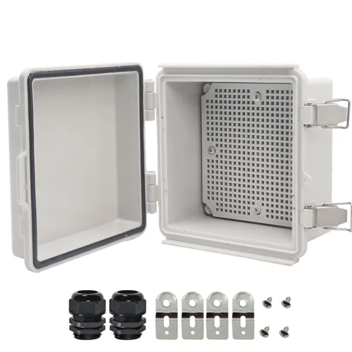 Vista 13 de Zulkit Caja de conexiones IP67 Caja eléctrica impermeable para proyectos con cubierta transparente con bisagras, cierre de acero inoxidable, carcasa