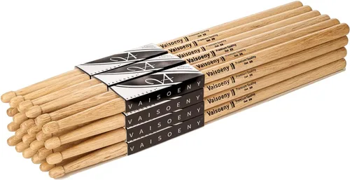 Vista 7 de Baquetas de madera de roble 2B con punta ovalada, 12 pares Durable Heavy Oak Drumsticks for Drums. Classic 2B Size for Metal & Hard rock