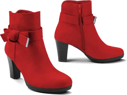 Vista 2 de mysoft Botines para mujer con tacón, tacón grueso apilado y cremallera botines para mujer