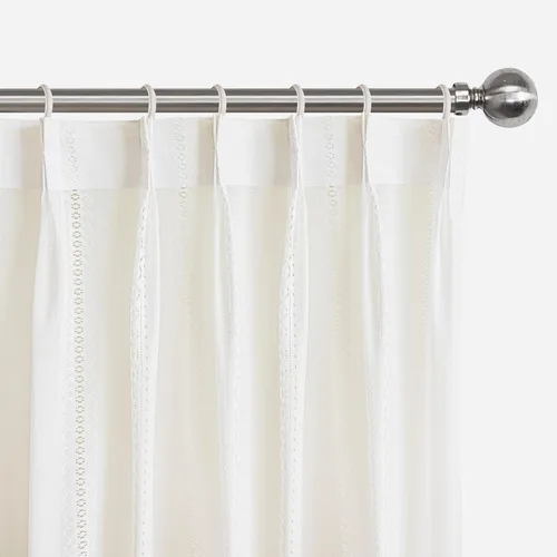 Vista 2 de Cortinas traslúcidas de encaje a rayas de 45 pulgadas de largo, paneles de cortinas plisadas para ventana, 26 pulgadas de ancho x 45 pulgadas