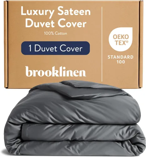 Vista 10 de Brooklinen Funda de edredón de satén de lujo de calidad hotelera, tamaño Abismo