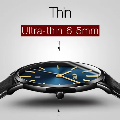 Vista 4 de OLEVS Brown Black Leahter Strap Quartz Analog Ultra Thin Minimalist Male Wrist Watches Waterproof Date Dial