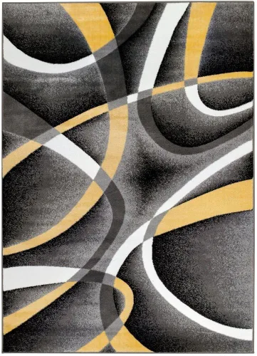 Vista 6 de 2305 Alfombra abstracta moderna roja, negra, y beige, Sintético, Amarillo