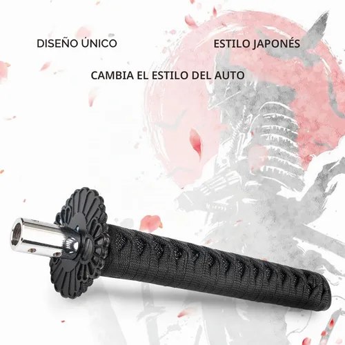 Vista 7 de Pomo de palanca de cambios estilo Katana, espada Samurái, universal para autos manuales con adaptadores, negro (26 cm)