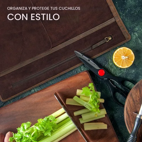 Vista 5 de ELIZO Rollo de Cuchillos de Cuero Bolsa para Cuchillos de Chef Rollo de Cuchillos de Chef Profesional Bolsa de Almacenamiento de Viaje Estuche