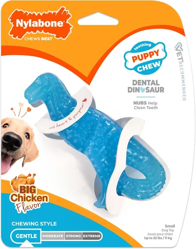 Vista 17 de Nylabone Puppy Chew - Hueso de perro con textura azul para dentición